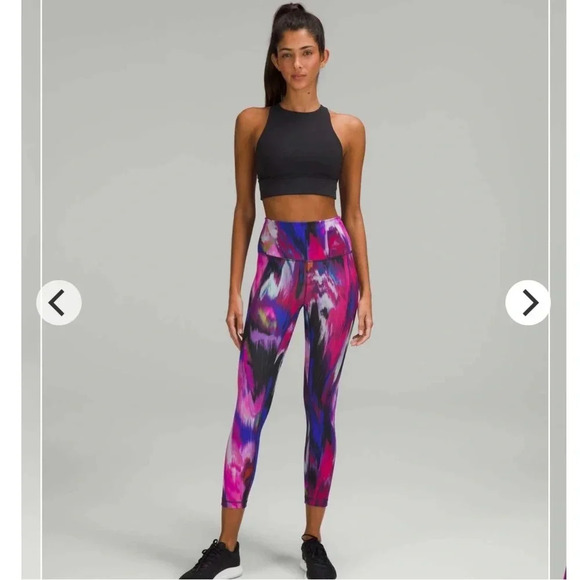 NWT!! Lululemon Wunder Train High-Rise Crop 23" - Digital Current Pink Multi - 2 - Picture 3 of 9